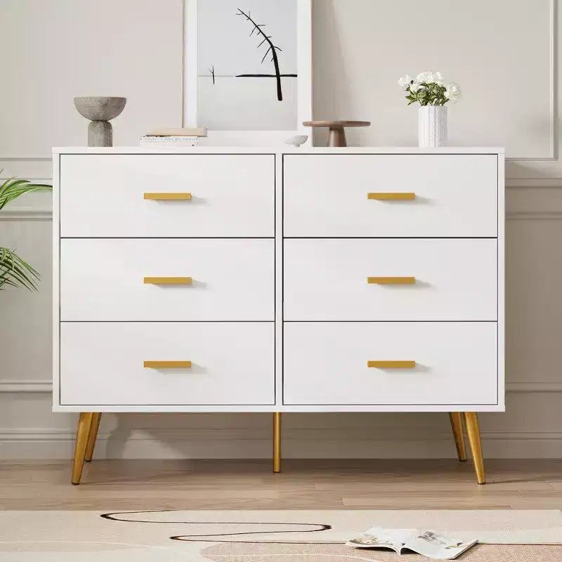 Consolle con 6 cassetti, Cassettiera alta con cassetti, Organizzatore di archiviazione a torre per camera da letto, armadio, soggiorno, corridoio e ingresso