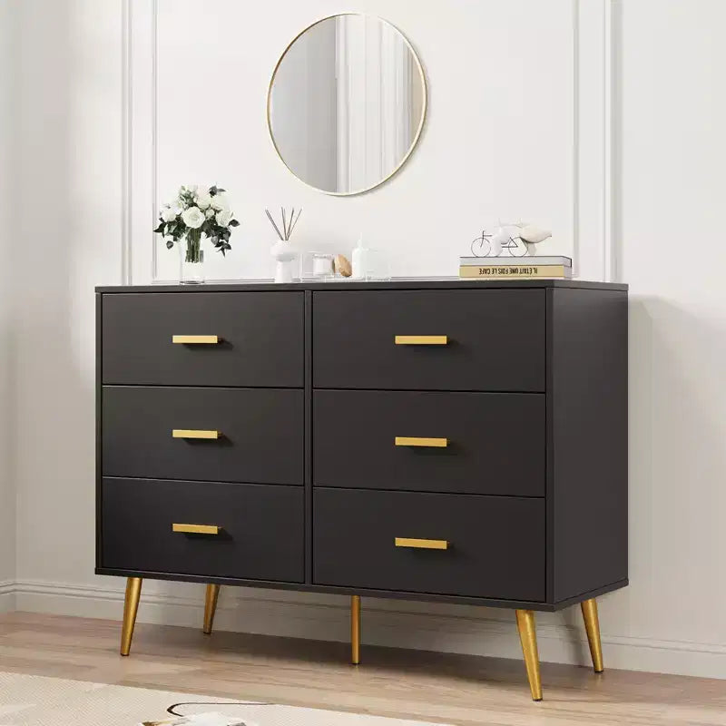 Consolle con 6 cassetti, Cassettiera alta con cassetti, Organizzatore di archiviazione a torre per camera da letto, armadio, soggiorno, corridoio e ingresso