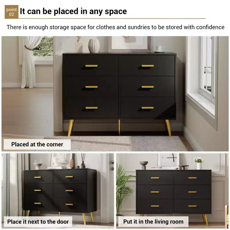Consolle con 6 cassetti, Cassettiera alta con cassetti, Organizzatore di archiviazione a torre per camera da letto, armadio, soggiorno, corridoio e ingresso