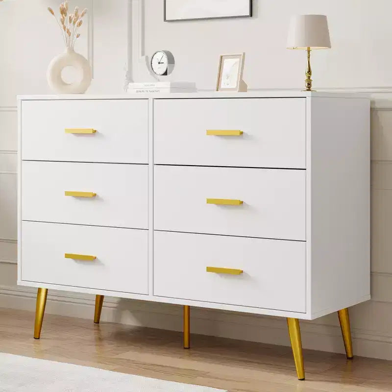 Consolle con 6 cassetti, Cassettiera alta con cassetti, Organizzatore di archiviazione a torre per camera da letto, armadio, soggiorno, corridoio e ingresso