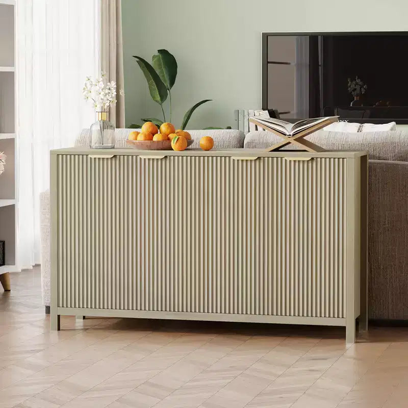 COZONY 55 Modern Fluted Buffet Cabinet with Storage, 4-Door Wooden Sideboard Credenza with Adjustable Shelf for Dining Room, Kitchen & Living Room