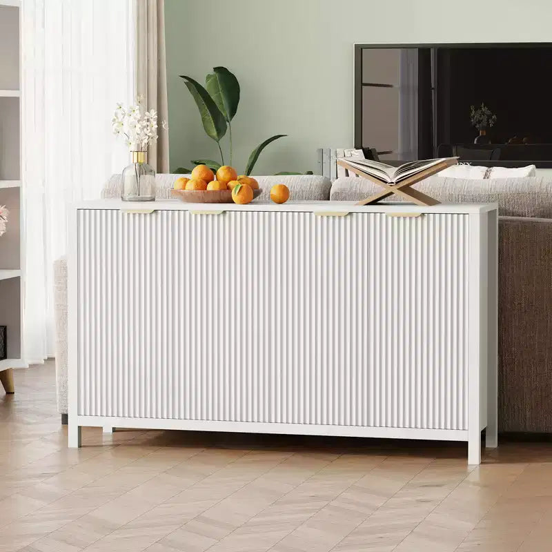 Credenza moderna scanalata da 55" con 4 ante e ripiano regolabile