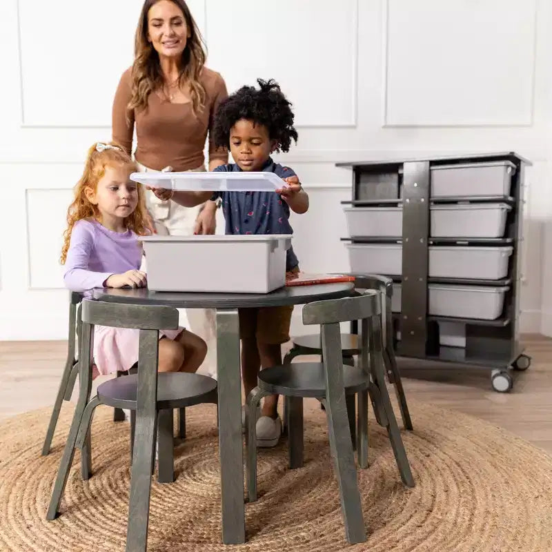 Torre portaoggetti mobile a 20 scomparti con 20 contenitori e coperchi, organizer per bambini 5x4