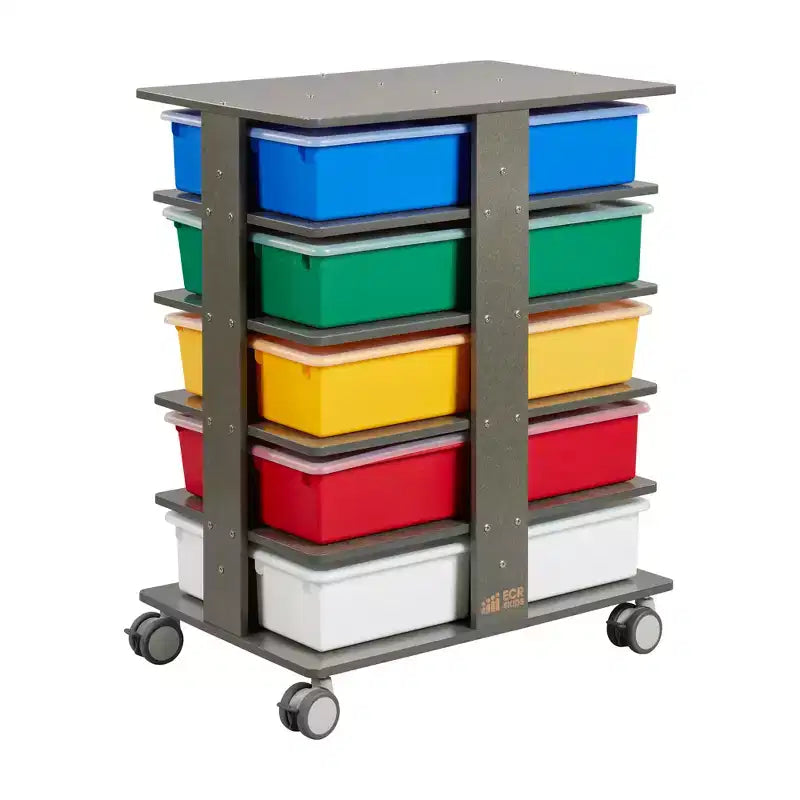 ECR4Kids 20-Compartment Mobile Storage Tower and 20 Cubby Bins, 5x4, Kids Furniture