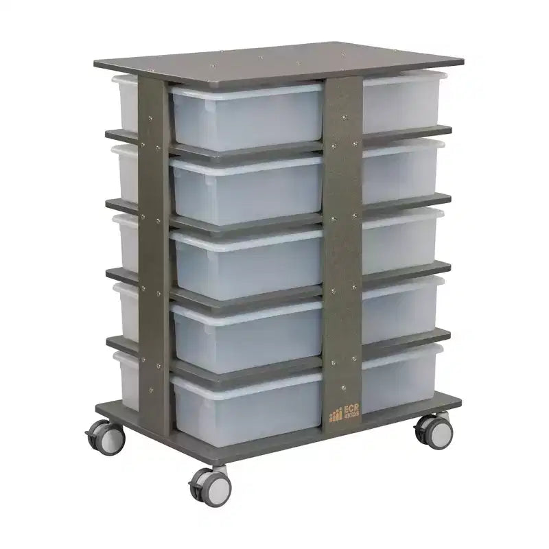 Torre portaoggetti mobile a 20 scomparti con 20 contenitori e coperchi, organizer per bambini 5x4