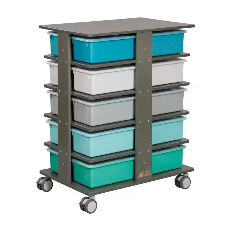 Torre portaoggetti mobile a 20 scomparti con 20 contenitori e coperchi, organizer per bambini 5x4