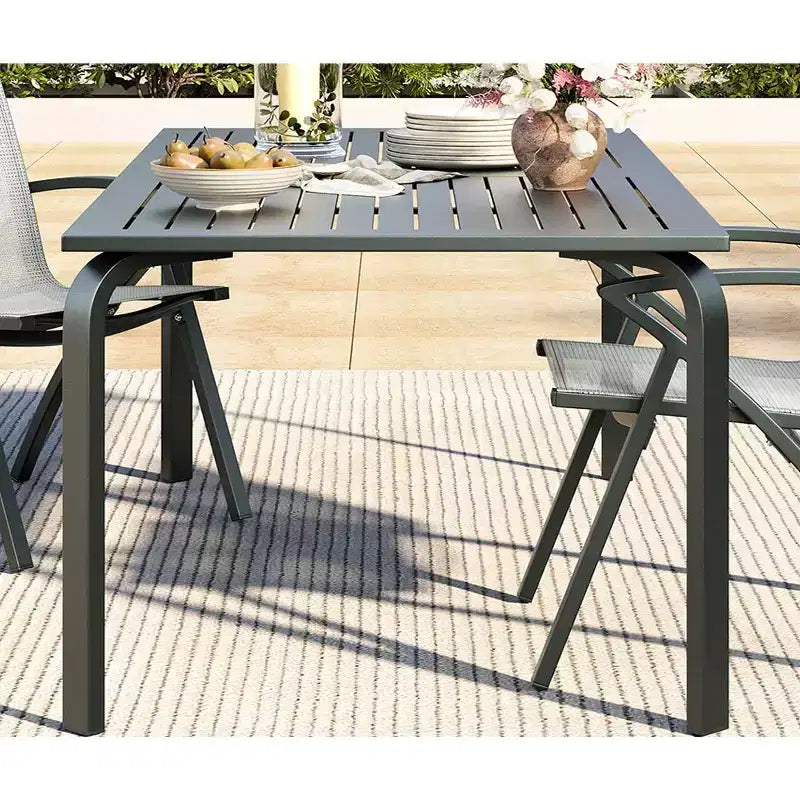 Tavolo da patio in alluminio di grado marino, tavolo da pranzo moderno per esterni per ristoranti, cortili, a bordo piscina