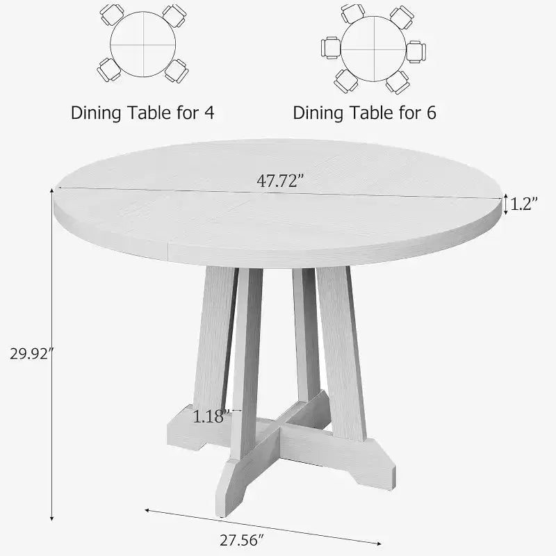 Tavolo da pranzo rotondo per 4-6 persone, tavolo da pranzo da 120 cm con base a piedistallo in legno (solo tavolo)