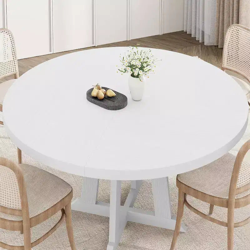 Tavolo da pranzo rotondo per 4-6 persone, tavolo da pranzo da 120 cm con base a piedistallo in legno (solo tavolo)