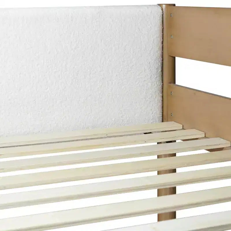 Letto a soppalco singolo in legno di gomma con scrivania e testiera imbottita 79.2''x70.5''