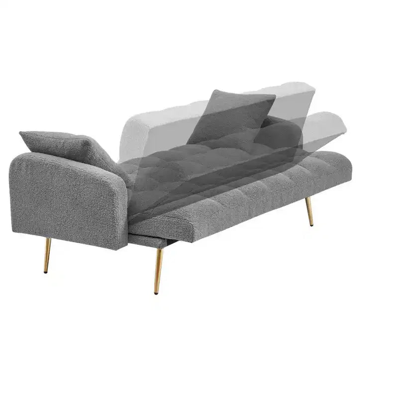 Divano letto imbottito in tessuto Teddy con struttura in legno massello, schienale regolabile 175x79,5x78 cm