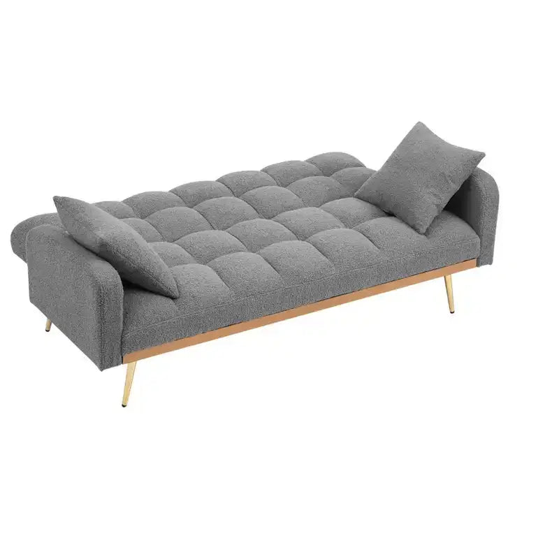 Divano letto imbottito in tessuto Teddy con struttura in legno massello, schienale regolabile 175x79,5x78 cm
