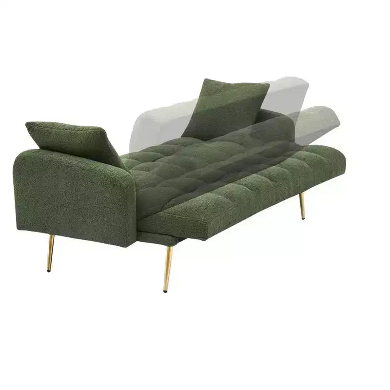 Divano letto imbottito in tessuto Teddy con struttura in legno massello, schienale regolabile 175x79,5x78 cm