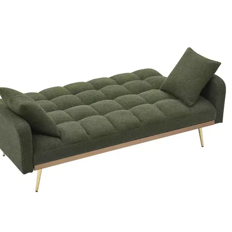 Divano letto imbottito in tessuto Teddy con struttura in legno massello, schienale regolabile 175x79,5x78 cm