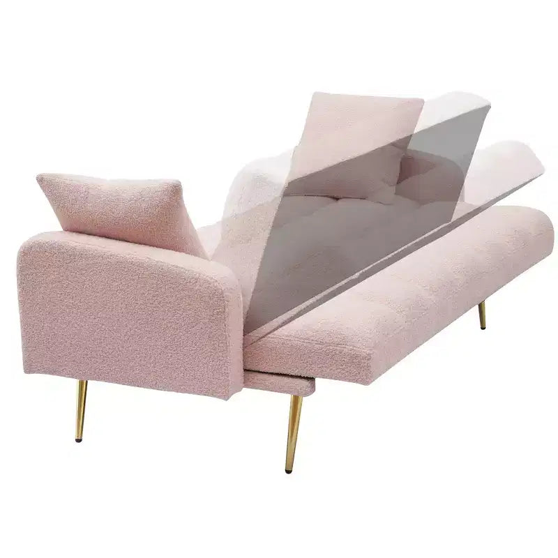 Divano letto imbottito in tessuto Teddy con struttura in legno massello, schienale regolabile 175x79,5x78 cm