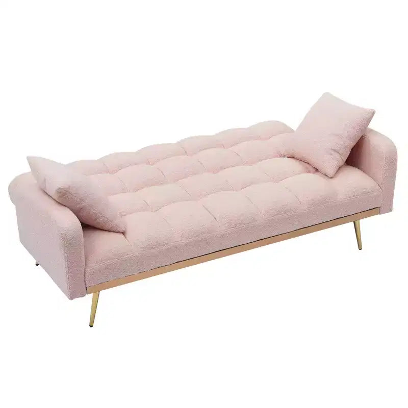 Divano letto imbottito in tessuto Teddy con struttura in legno massello, schienale regolabile 175x79,5x78 cm