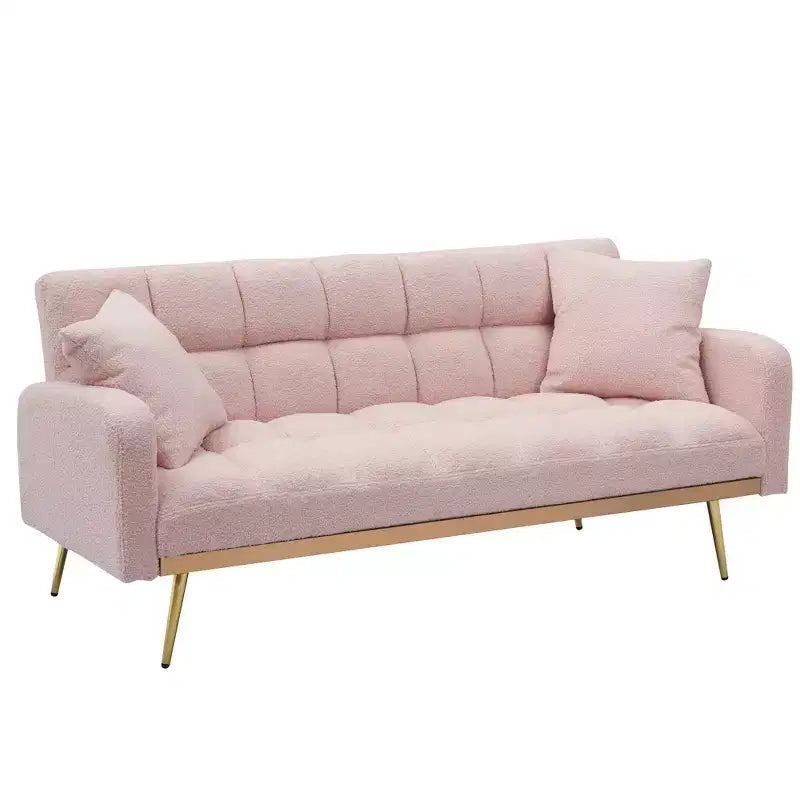 Divano letto imbottito in tessuto Teddy con struttura in legno massello, schienale regolabile 175x79,5x78 cm