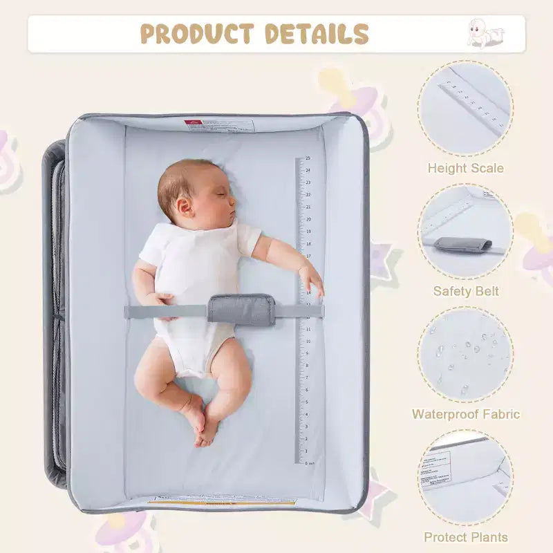 Fasciatoio portatile pieghevole in poliestere con ruote e 2 cassetti 80x61 cm