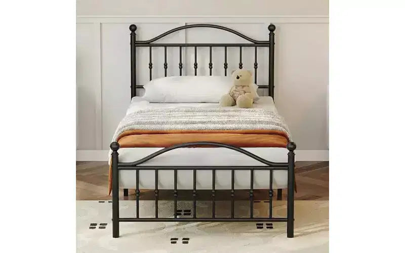 Metal Twin Platform Bed with Victorian Wrought Iron Headboard 40.94''x77.56''x39.37''