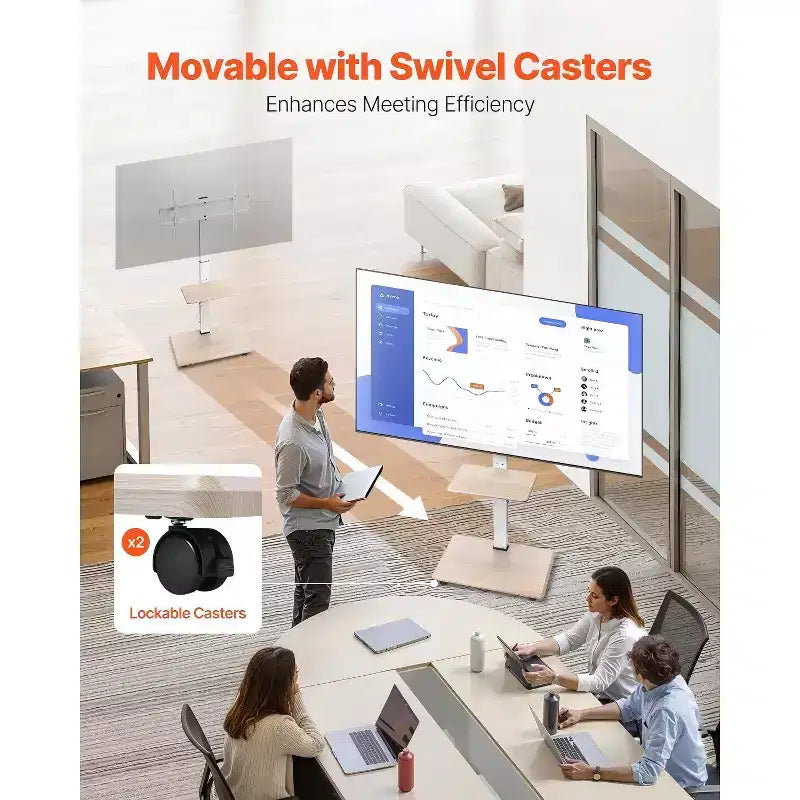 Carrello TV mobile in acciaio con supporto girevole per TV da 32-70 pollici 15''x26''x63.8''