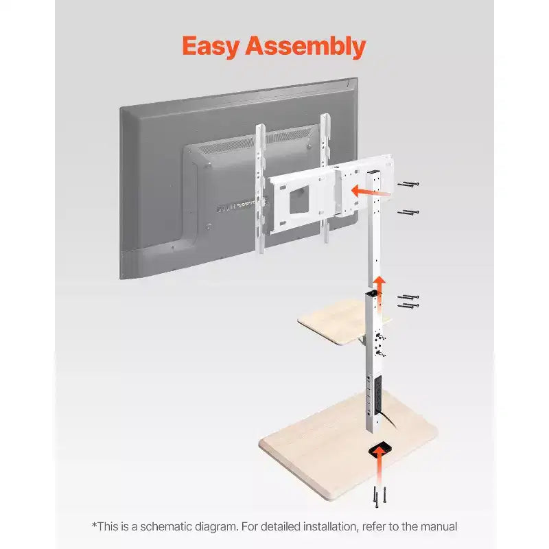 Carrello TV mobile in acciaio con supporto girevole per TV da 32-70 pollici 15''x26''x63.8''