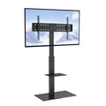 Height Adjustable Swivel Floor TV Stand for 32-85 Inch TVs with Tempered Glass Base - Black