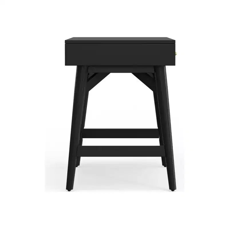 Tavolino da trucco in legno per camera da letto con specchio a ribalta e 2 cassetti foderati in feltro Nero 91x56x76 cm