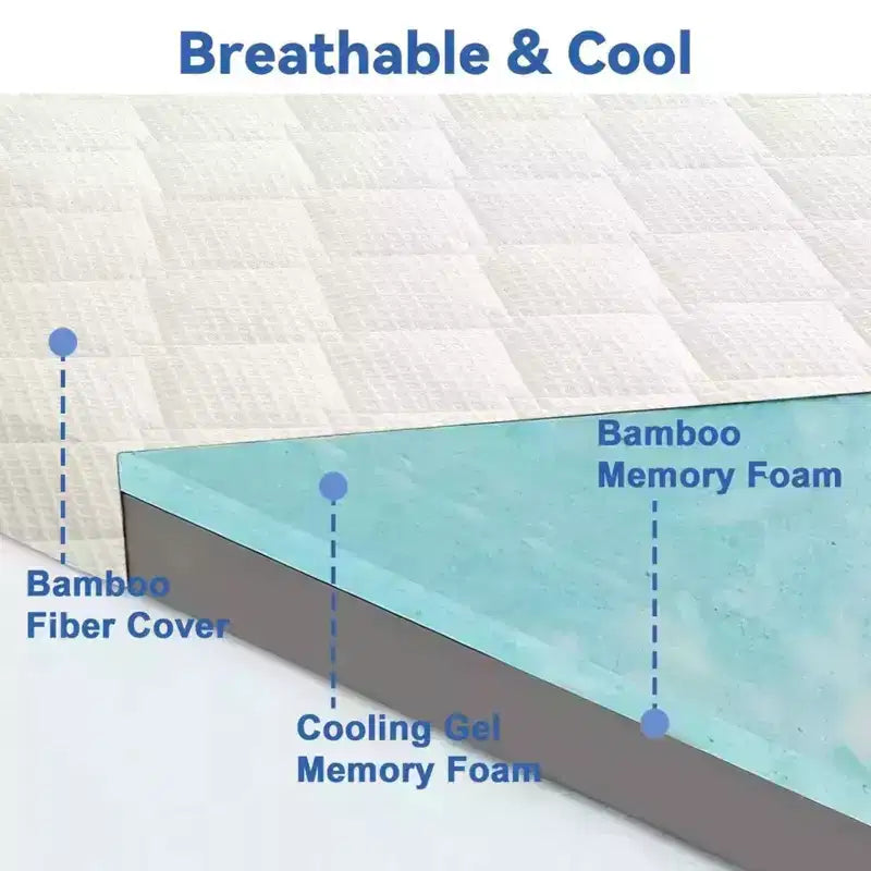 Memory Foam Mattress Topper Twin Size 3'' with Cooling Gel and Removable Cover