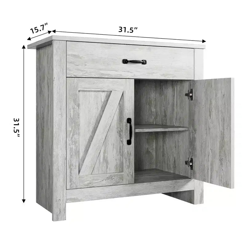 Mobile dispensa in legno con cassetto, 2 ante e ripiani regolabili, grigio 80x40x80 cm