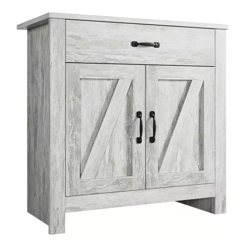 Wood Sideboard Storage Cabinet with Drawer 2 Doors and Adjustable Shelves Gray 31.5''x15.7''x31.5''