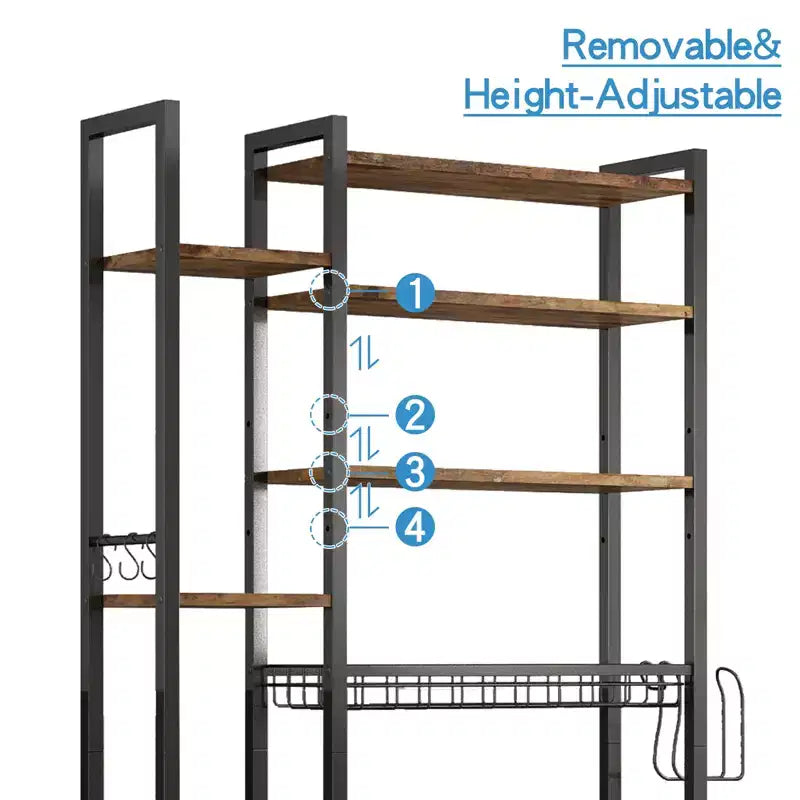 Scaffale contenitore sopra WC a 8 ripiani in MDF con scaffale laterale e cestello di scarico