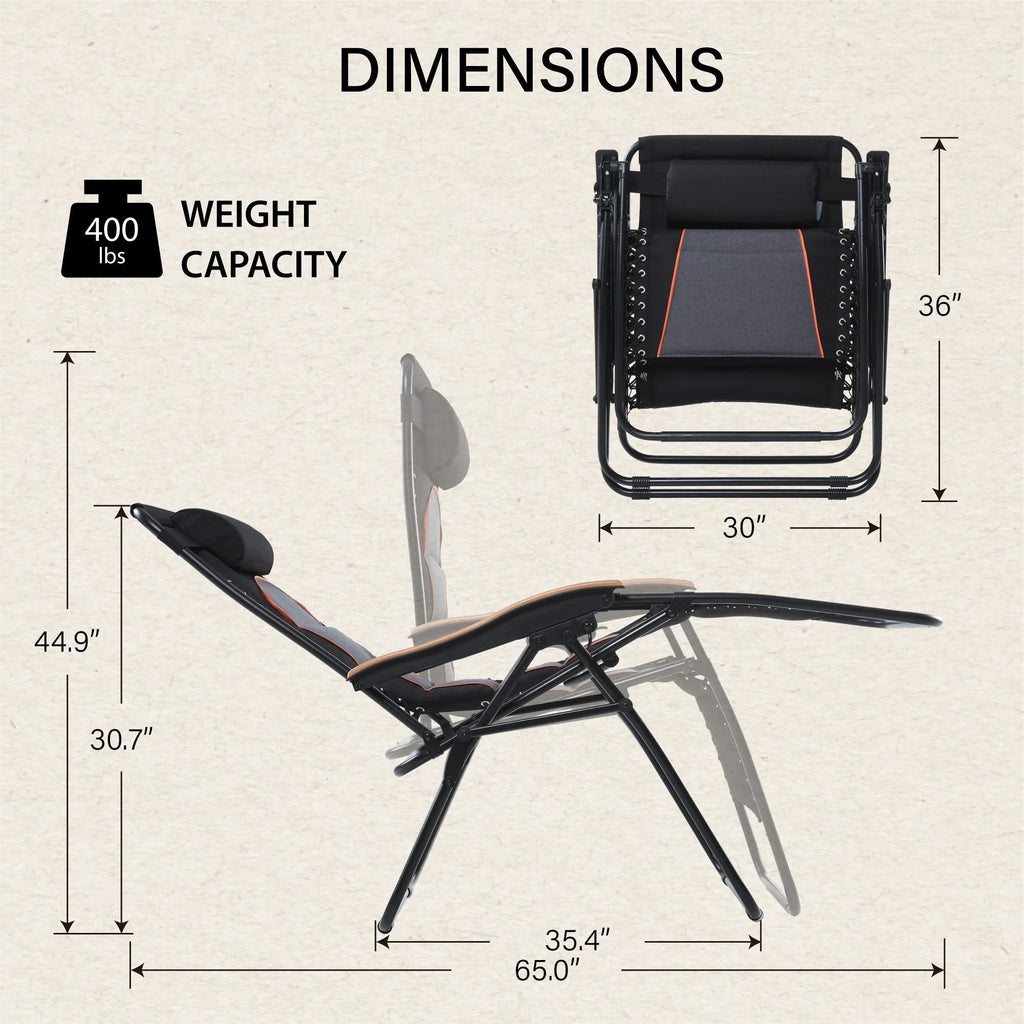 Sedia a sdraio oversize XL imbottita con gravità zero, bracciolo più largo, reclinabile regolabile con portabicchieri - N/D