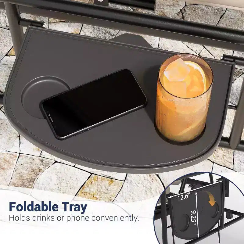 Dondolo da Esterno 2 in 1 Convertibile a 3 Posti con Tettuccio Regolabile, Letto a Dondolo da Patio con Struttura, Cuscini Spessi e Portabicchieri, per Cortile, Giardino, Portico