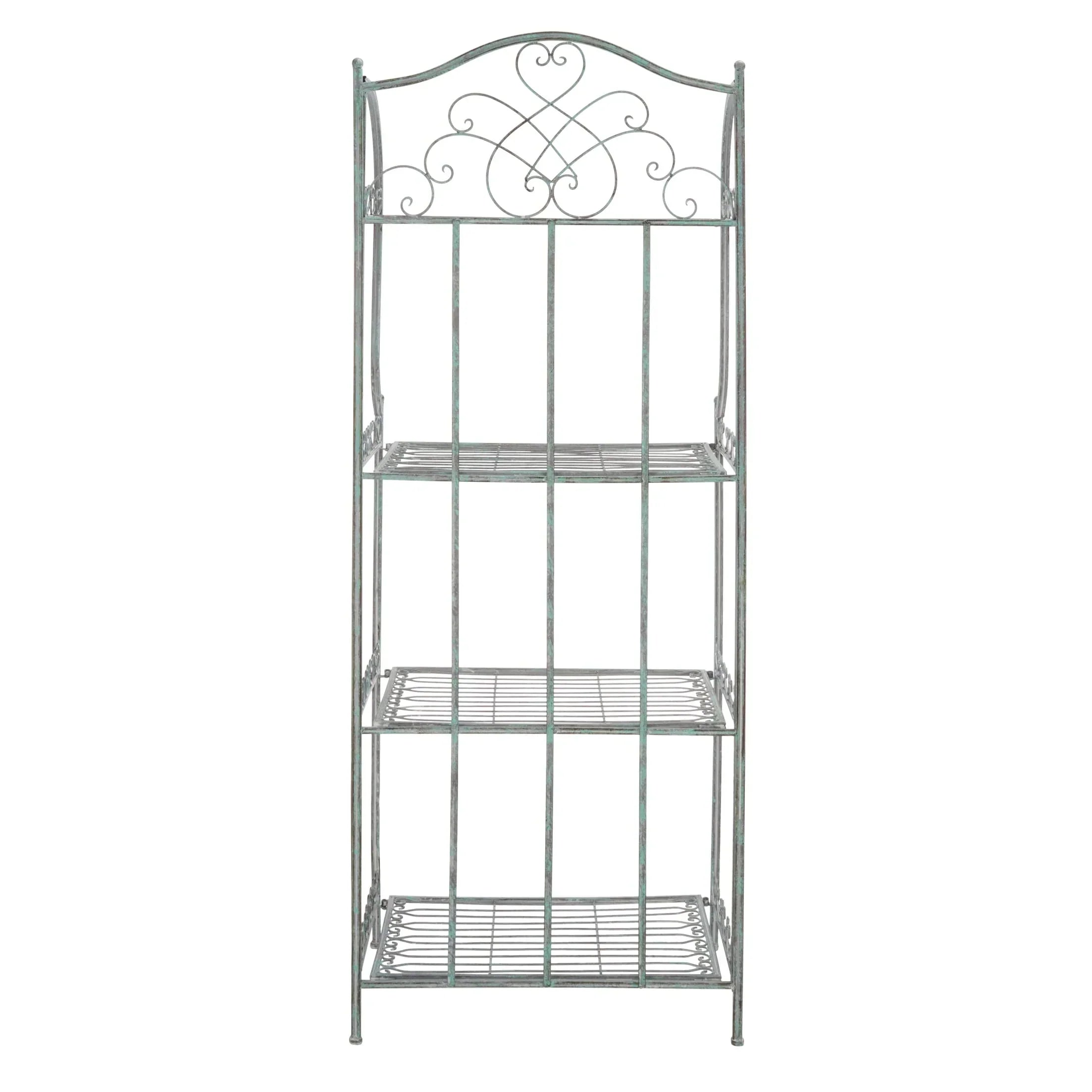 SAFAVIEH Bryn Scaffale da panettiere da esterno a 4 ripiani in ferro battuto vittoriano - 25 pollici L x 15 pollici P x 63 pollici H - 25 L x 15 P x 63 H