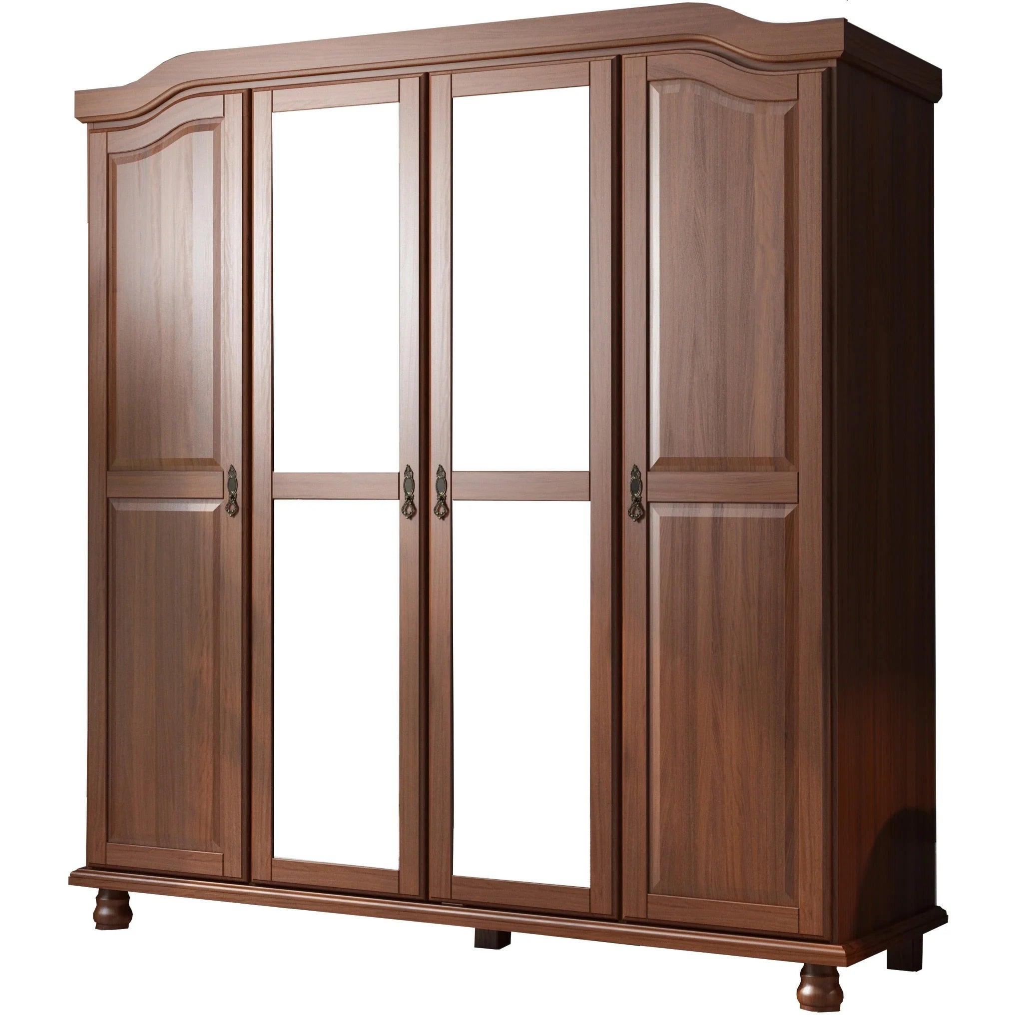 Palace Imports Armadio Kyle a 4 Ante in 100% Legno Massello con Ante in Legno Massello o a Specchio