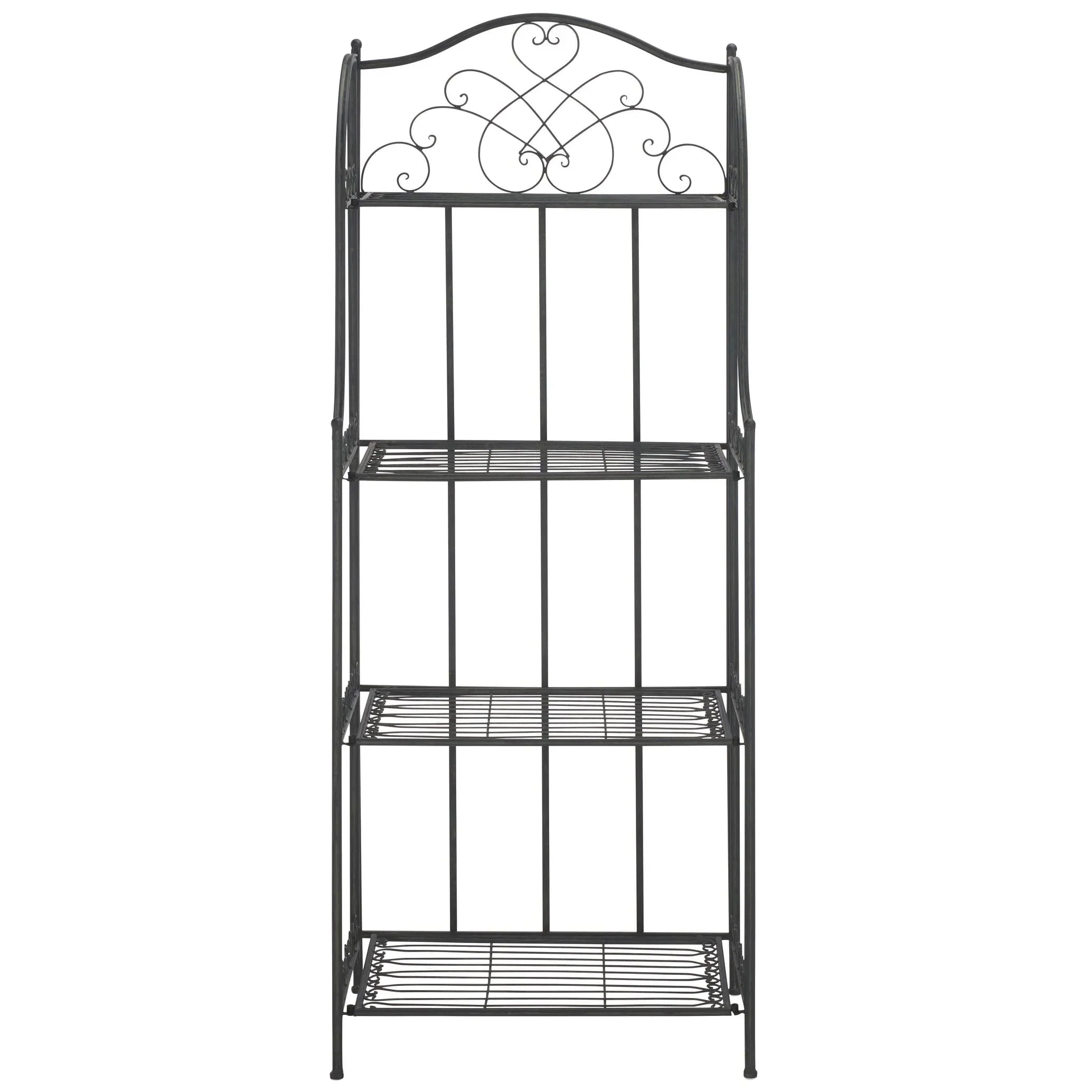 SAFAVIEH Bryn Scaffale da panettiere da esterno a 4 ripiani in ferro battuto vittoriano - 25 pollici L x 15 pollici P x 63 pollici H - 25 L x 15 P x 63 H