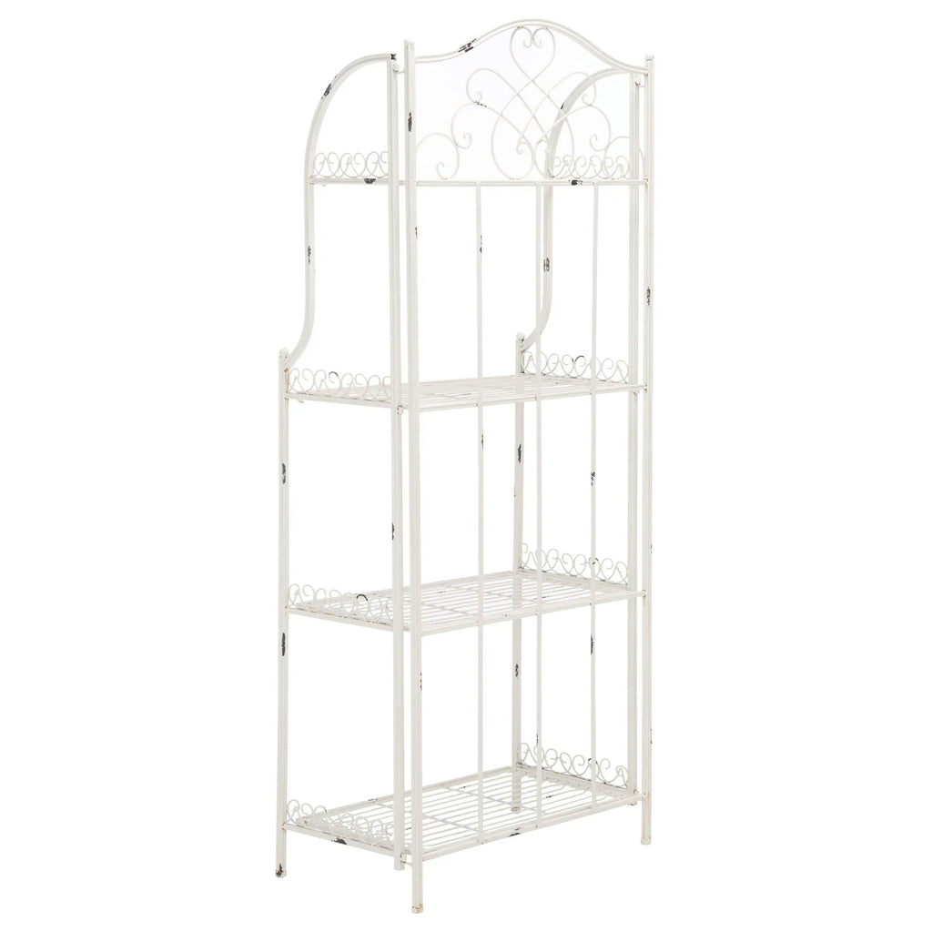 SAFAVIEH Bryn Scaffale da panettiere da esterno a 4 ripiani in ferro battuto vittoriano - 25 pollici L x 15 pollici P x 63 pollici H - 25 L x 15 P x 63 H