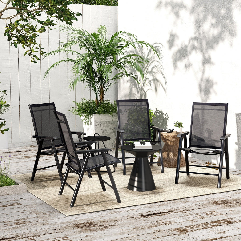Set di 4 sedie pieghevoli Outsunny per patio, dal design semplice ed elegante, comode per terrazza, giardino, cortile e viaggio