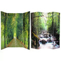 6" Double Sided Path of Life Canvas Room Divider Green - Oriental Furniture
