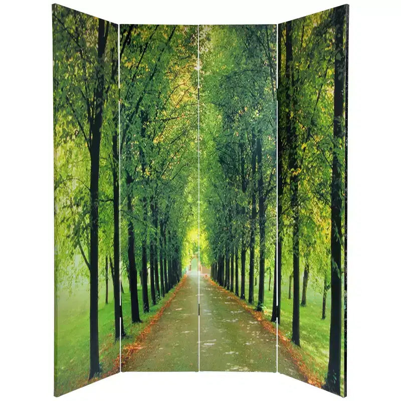 Divisorio pieghevole a 2 pannelli 150 cm Canvas Verde con sentiero della vita - Oriental Furniture