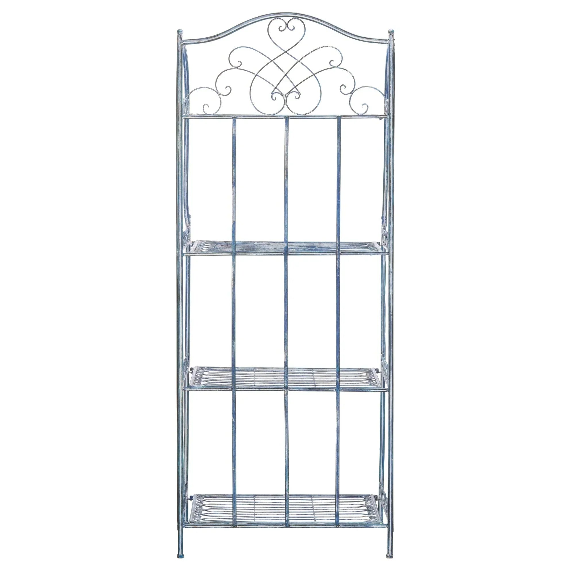 SAFAVIEH Bryn Scaffale da panettiere da esterno a 4 ripiani in ferro battuto vittoriano - 25 pollici L x 15 pollici P x 63 pollici H - 25 L x 15 P x 63 H