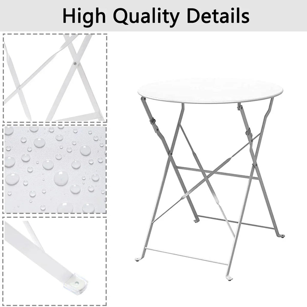 Set bistro pieghevole in metallo da 3 pezzi, set conversazione resistente alle intemperie per esterni/interni, per patio, cortile, giardino