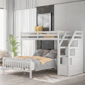 Letto a soppalco in legno per due persone con scale, sponde alte e scaletta