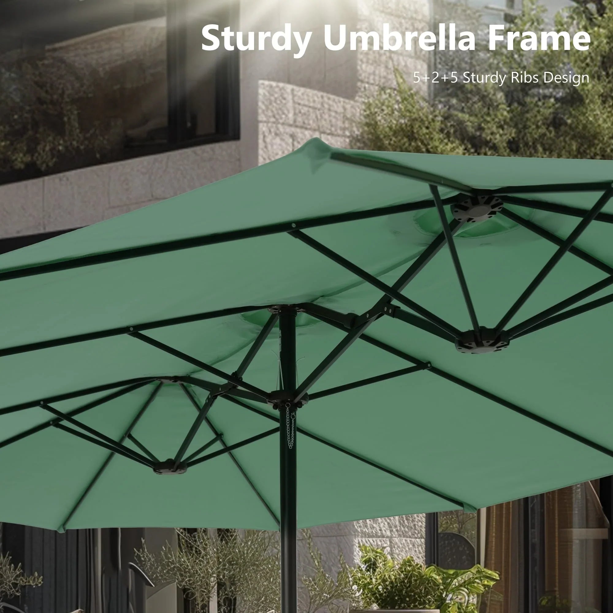 MAISON ARTS Ombrellone Doppio da 4,5 m, Extra Large, per Patio, con Base Inclusa