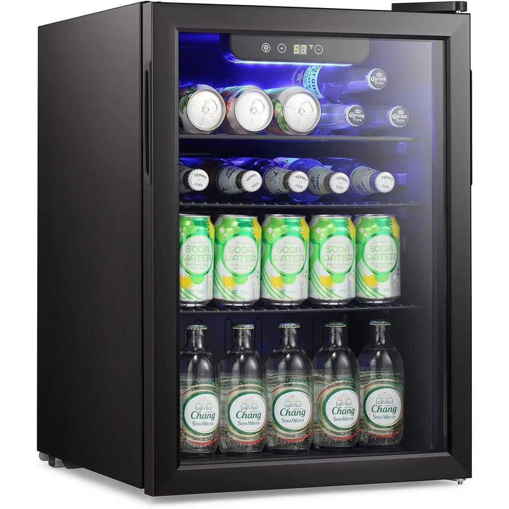 Mini Frigo-Cantinetta per bevande da 100 lattine, Frigo portatile, Porta in vetro frontale trasparente, Piccolo refrigeratore per bevande con touch screen - 2.6 Cu. Ft.