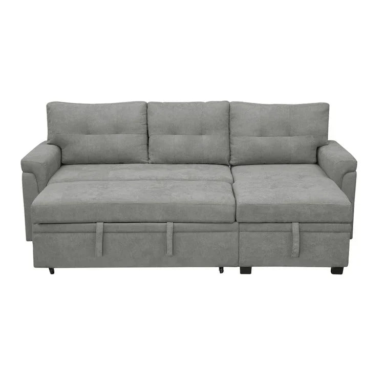 Divano componibile convertibile reversibile con letto estraibile, chaise longue con contenitore nascosto e gambe durevoli