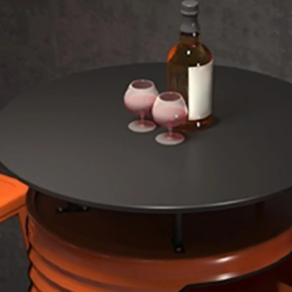 Tavoli da bar contenitori in metallo neri e arancioni industriali a forma di bidone