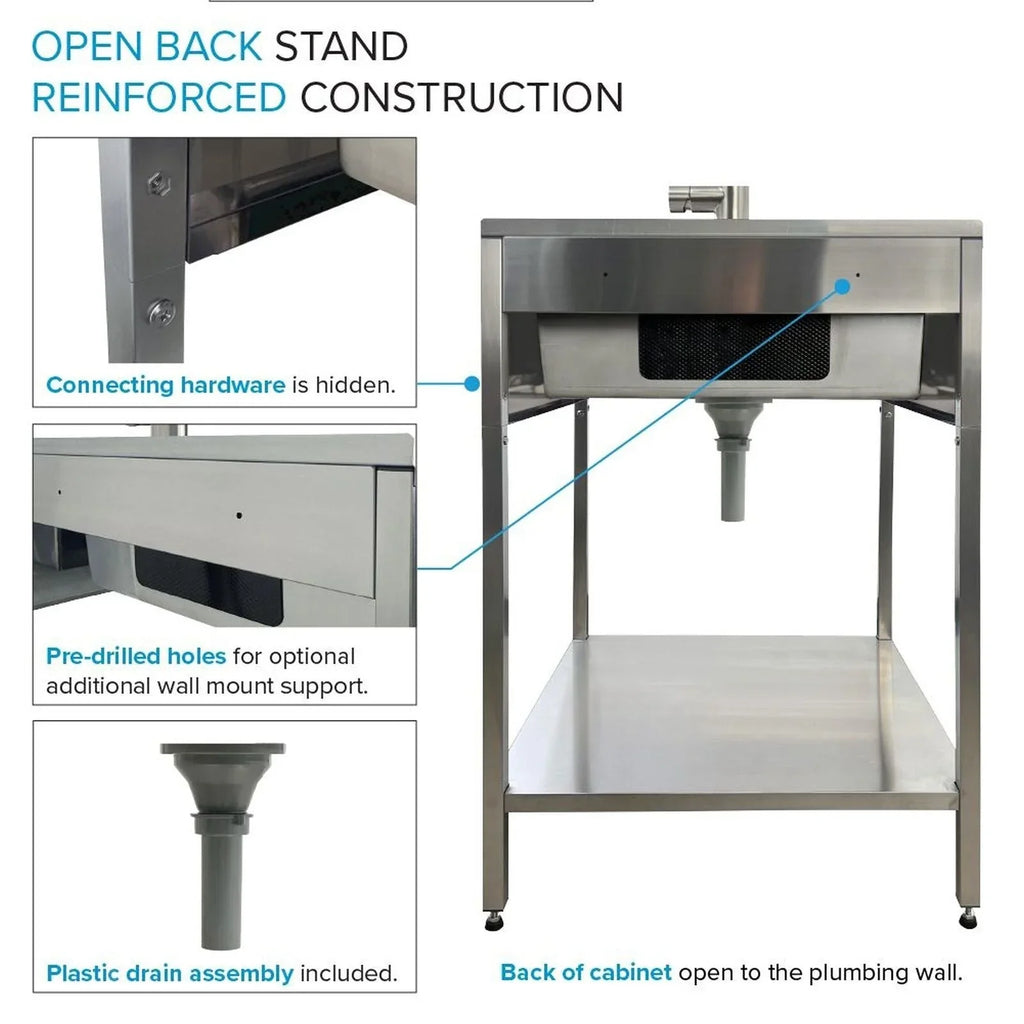 Lavello per bucato e supporto Transolid EWS-2422S in acciaio inossidabile, 24" L x 22" P x 35" A - 24" x 22"