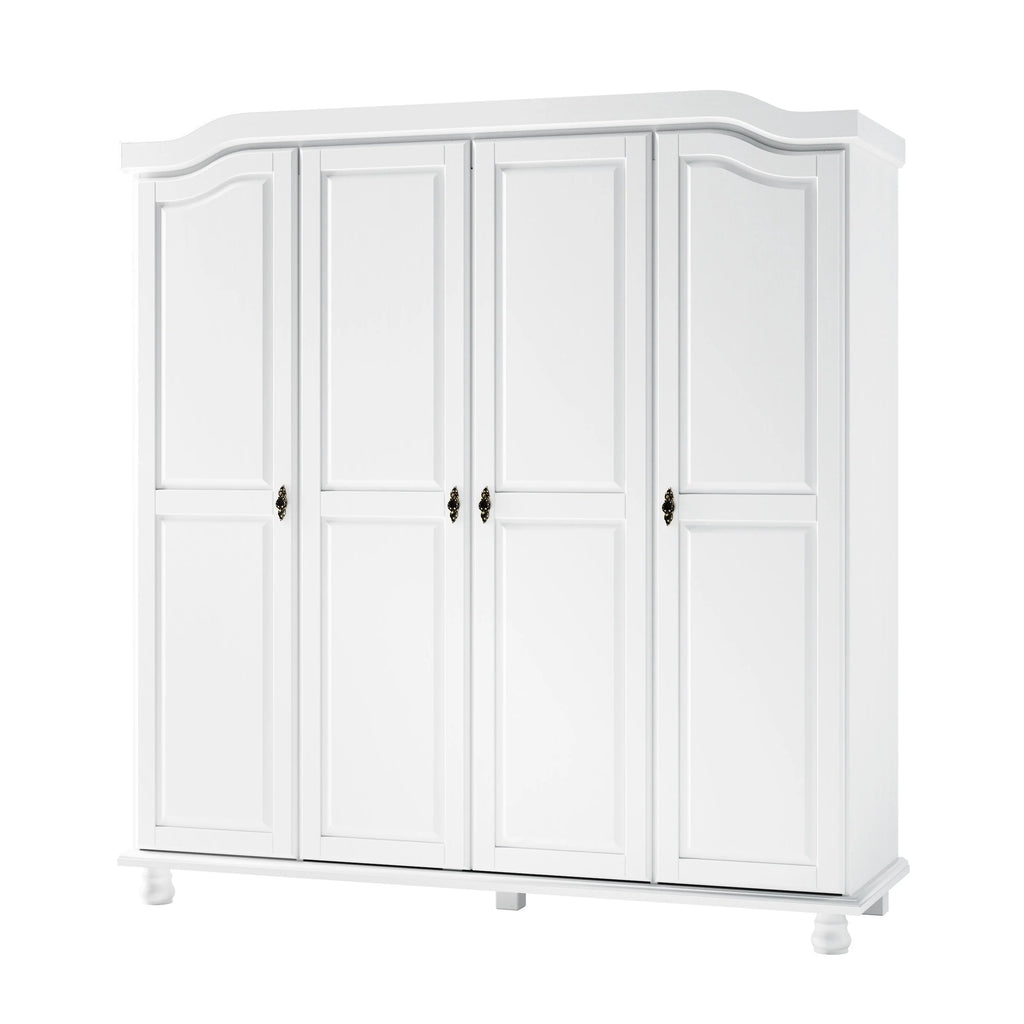 Palace Imports Armadio Kyle a 4 Ante in 100% Legno Massello con Ante in Legno Massello o a Specchio