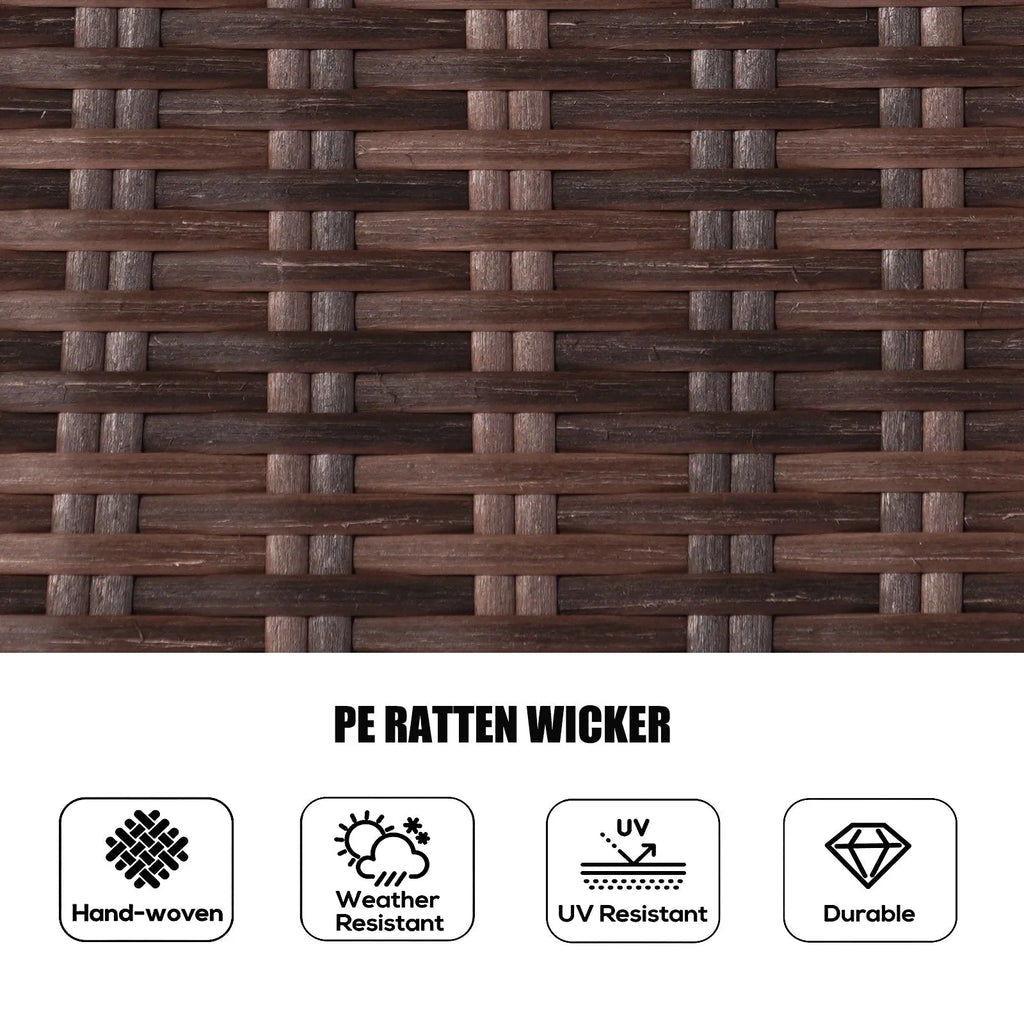 Set da pranzo rotondo da esterno in 7 pezzi in vimini di rattan con cuscini di Moda Furnishings